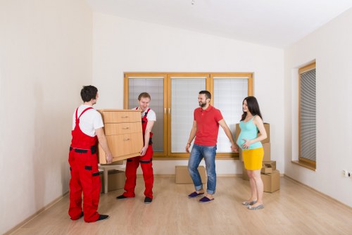 Packed moving boxes prepared for an Earlsfield house move