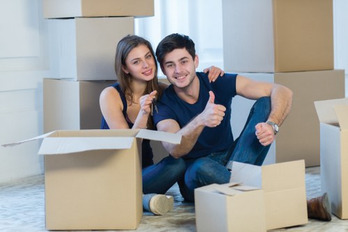 Packed household furniture ready for secure storage